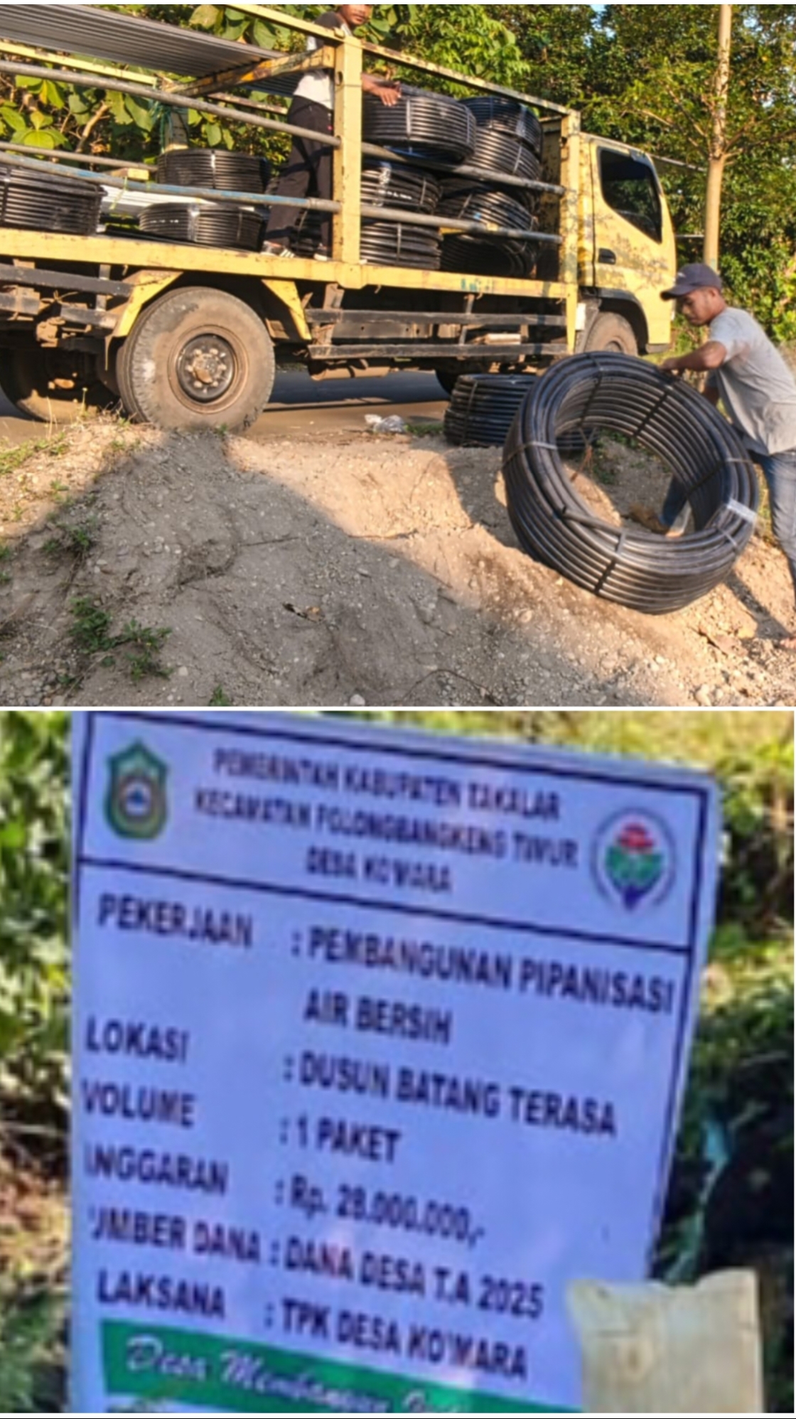 Pemerintah Desa Komara Maksimalkan Dana Desa untuk Pembangunan Jaringan Air Bersih di Dusun Batang Terasa Takalar.