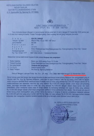 Warga Kecewa, Laporan di Polsek Polut Takalar Diduga Lambat  dan Berbelit Penanganan.