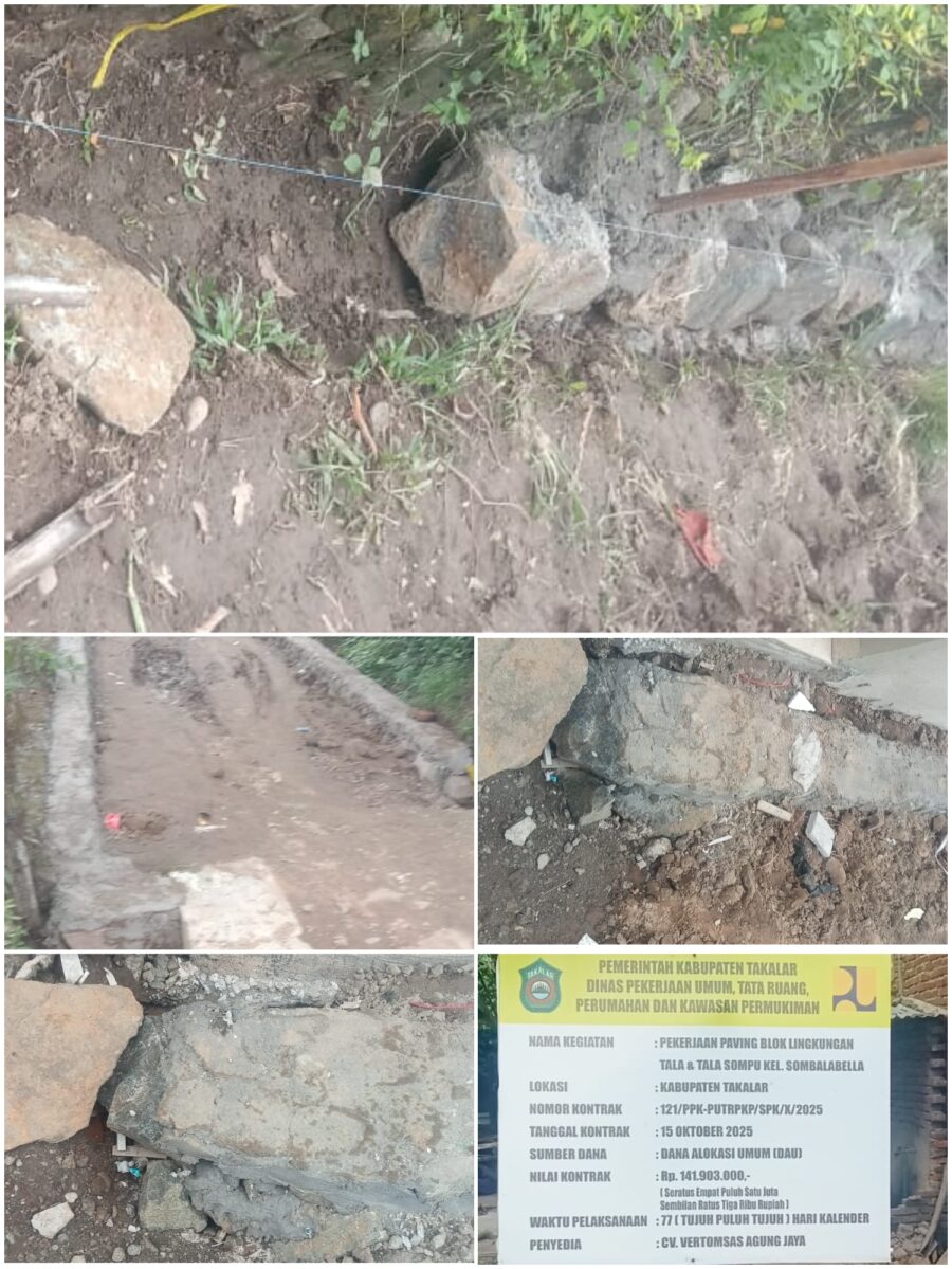 Proyek Paving Blok di Kelurahan Sombalabella, Takalar, Disorot Diduga Tak Sesuai Standar.
