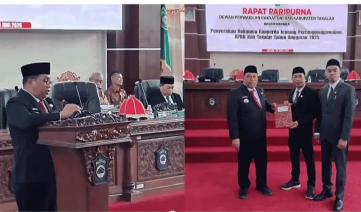 Bupati Takalar Menyerahkan Ranperda Pertanggungjawaban APBD 2025 Dalam Rapat Paripurna DPRD