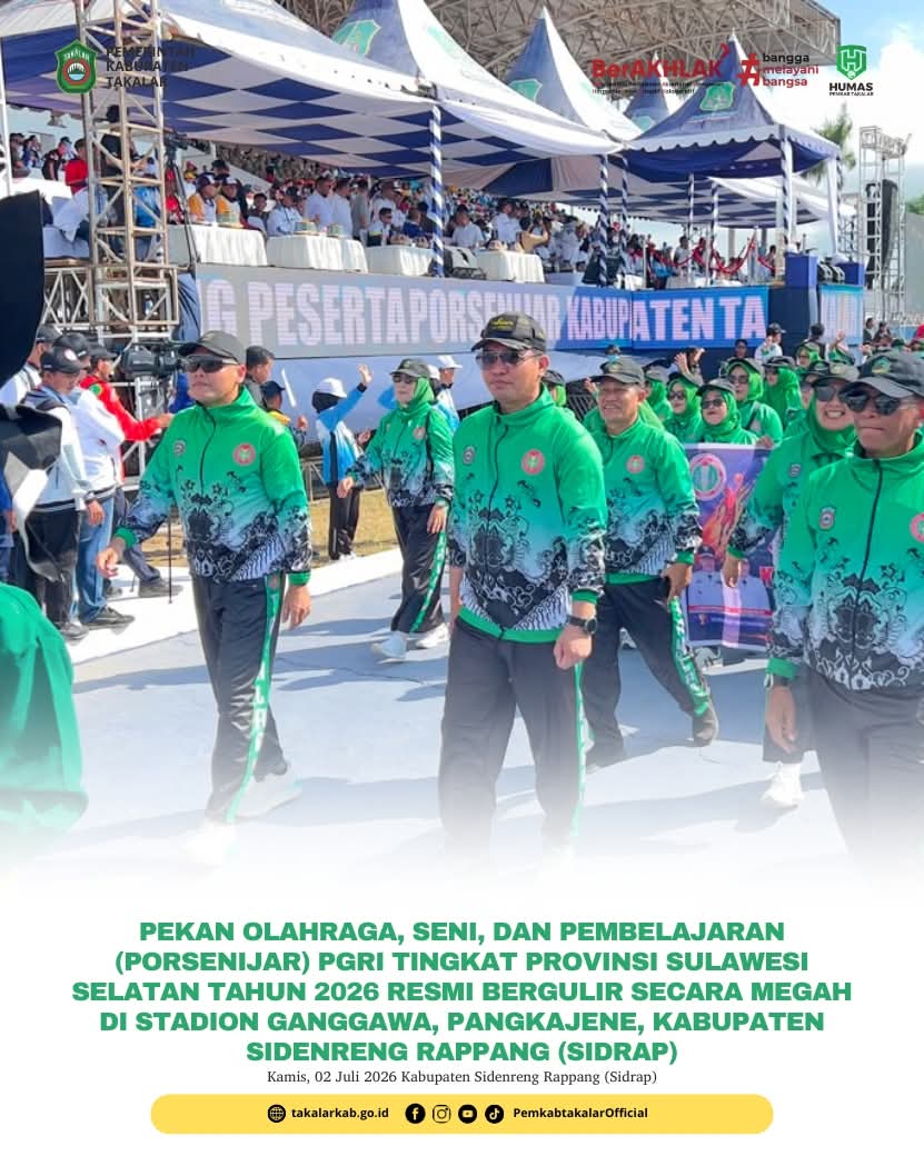 Puluhan Ribu Guru Padati Pembukaan Porsenijar PGRI Sulsel 2026 di Sidrap